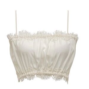 Gold Hawk Coco Bandeau Silk Top in Dove White Cream